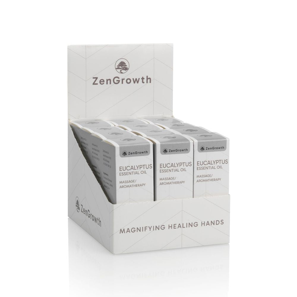 ZENGROWTH Organic Essential Oil Eucalyptus Display including 12 bottles