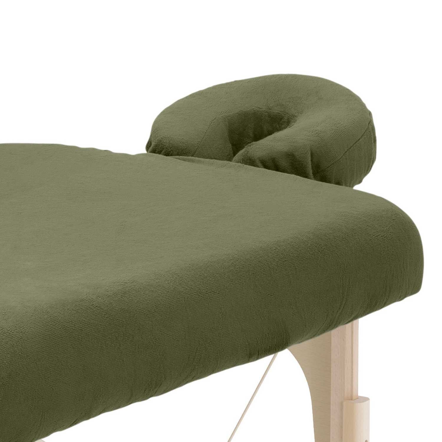 ZenGrowth Serenza microfiber fitted sheet with headrest cover dark olive green