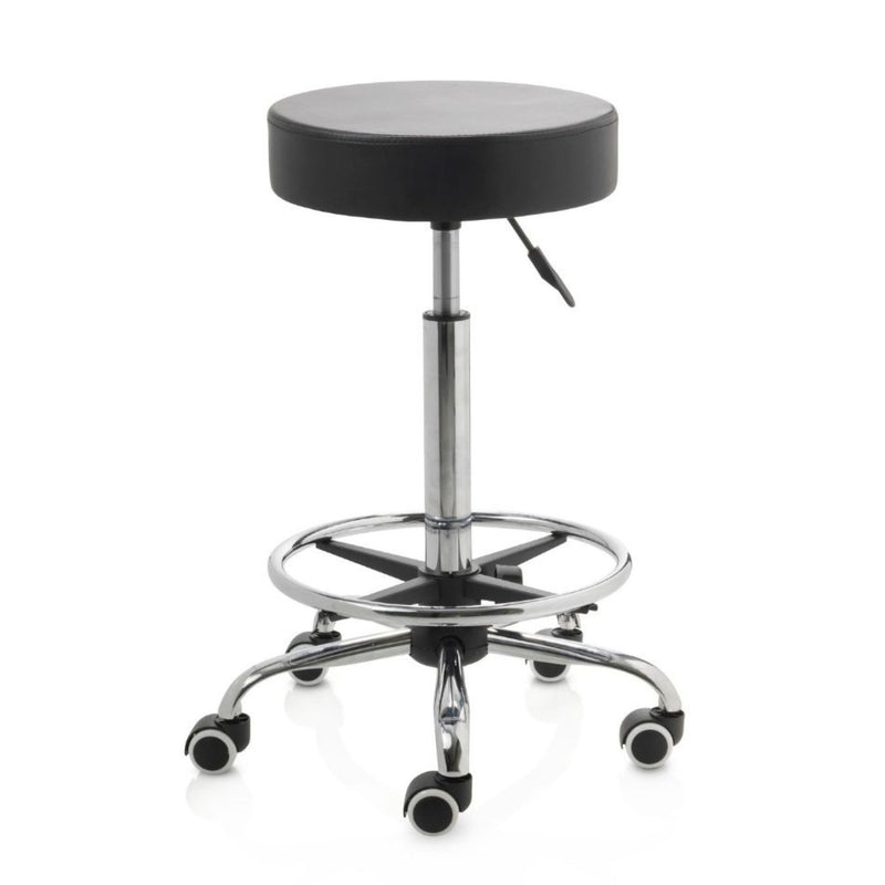 ZenGrowth Tabouret Black with Foot Ring and Chrome Frame