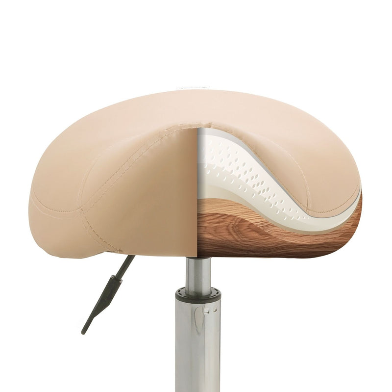 ZenGrowth Saddle Stool Beige with foot ring and plastic frame