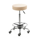 ZenGrowth Tabouret Beige with Foot Ring and Chrome Frame