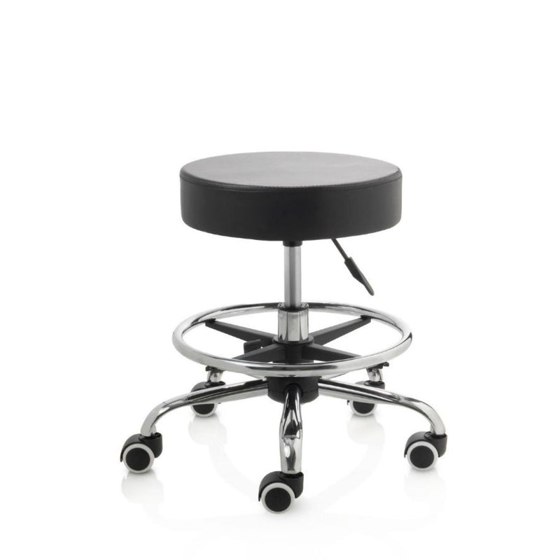 ZenGrowth Tabouret Black with Foot Ring and Chrome Frame