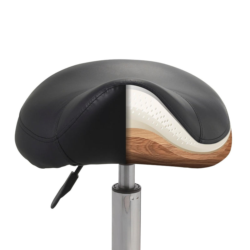 ZenGrowth Saddle Stool Black with Chrome Frame