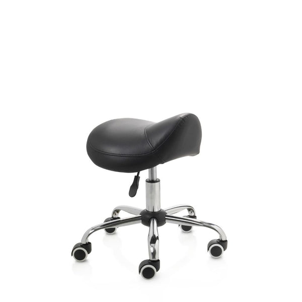 ZenGrowth Saddle Stool Black with Chrome Frame