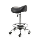 ZenGrowth Saddle Stool Black with chrome frame and foot ring