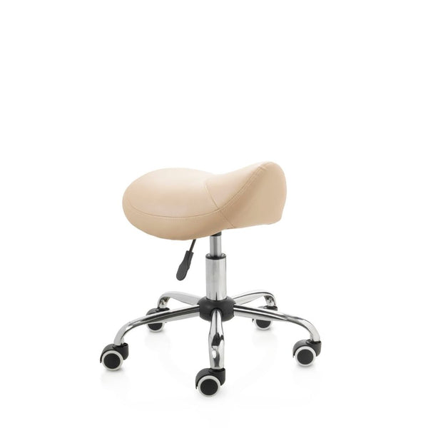 ZenGrowth Saddle Stool Beige with Chrome Frame