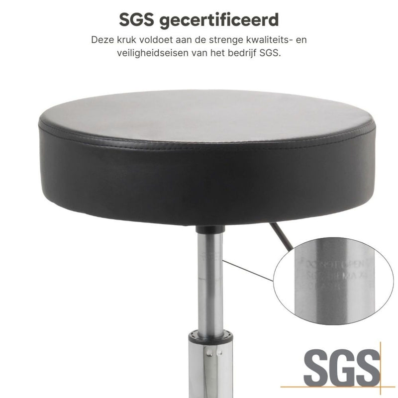 ZenGrowth Tabouret Black with Foot Ring and Chrome Frame