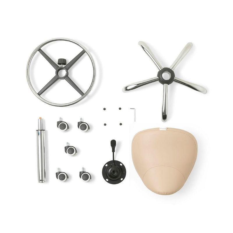ZenGrowth Saddle Stool Beige with chrome frame and foot ring