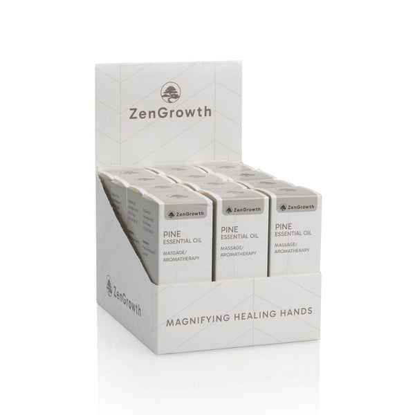 ZENGROWTH Organic Essential Oil Pine Display including 12 bottles