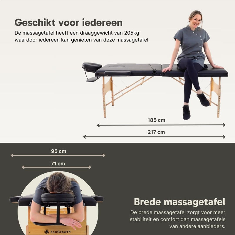 ZENGROWTH Massage Table Economy Flat Black
