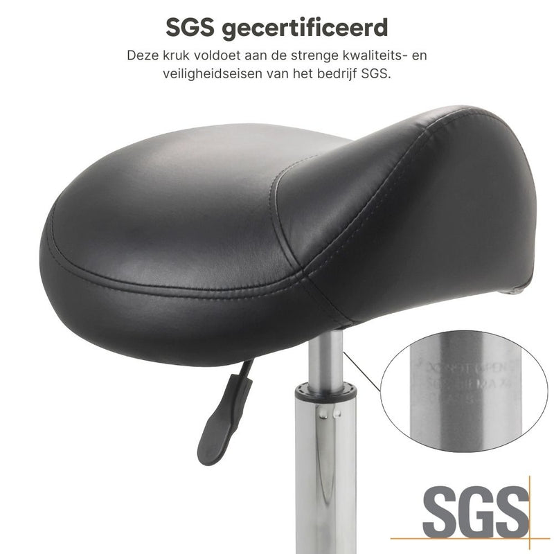 ZenGrowth Saddle Stool Black with Chrome Frame
