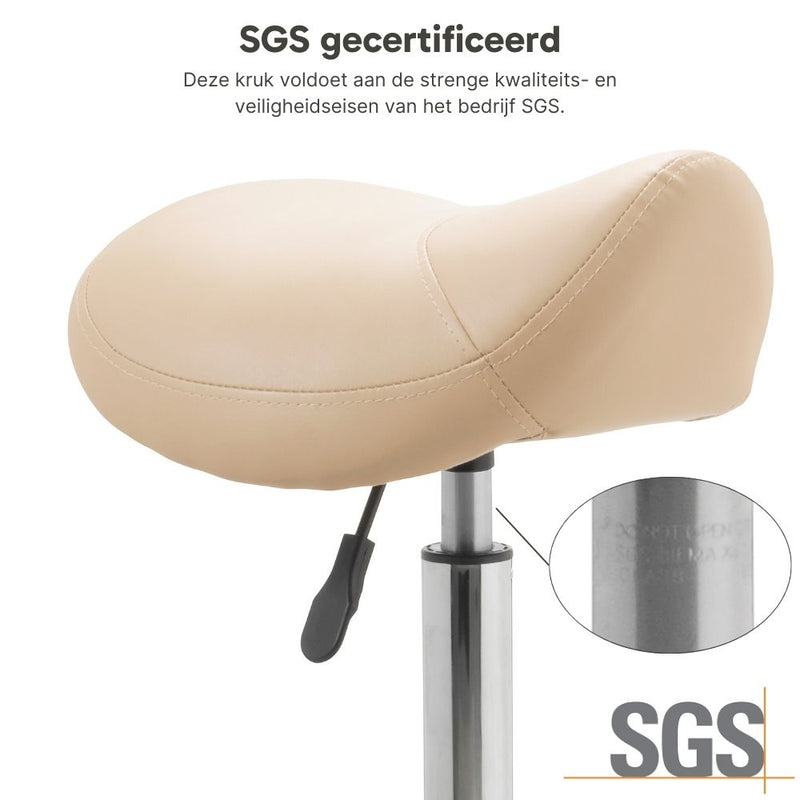 ZenGrowth Saddle Stool Beige with foot ring and plastic frame