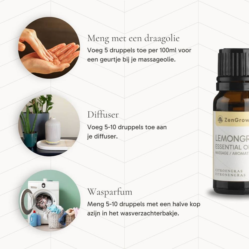ZENGROWTH Organic Essential Oil Lemongrass Display including 12 bottles