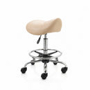 ZenGrowth Zadelkruk Beige met chromen frame en voetring – harde wieltjes voor zachte ondergrond