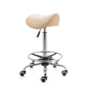 ZenGrowth Saddle Stool Beige with chrome frame and foot ring