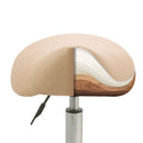 ZenGrowth Saddle Stool Beige with chrome frame and foot ring