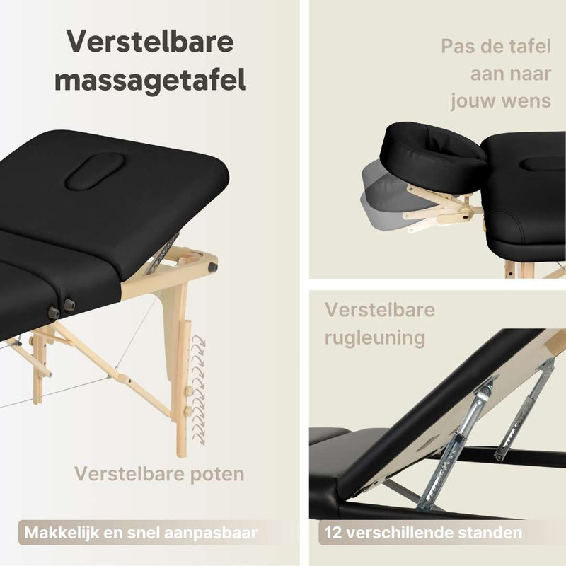 ZENGROWTH Foldable Massage Table Nimman Black 71cm