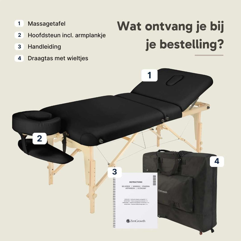 ZENGROWTH Foldable Massage Table Nimman Black 71cm