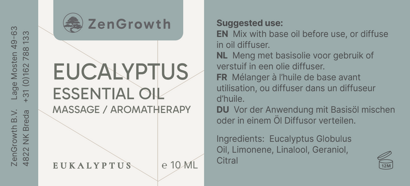 ZENGROWTH Organic Essential Oil Eucalyptus Display including 12 bottles