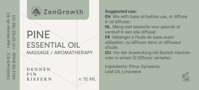 ZENGROWTH Organic Essential Oil Pine Display including 12 bottles