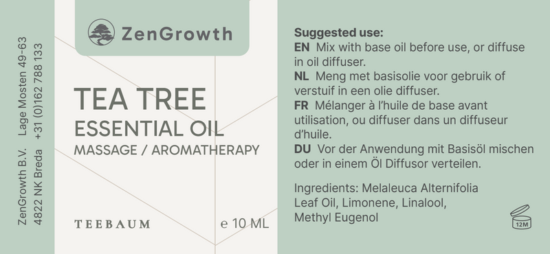 ZENGROWTH Organic Essential Oil Tea Tree 10ml