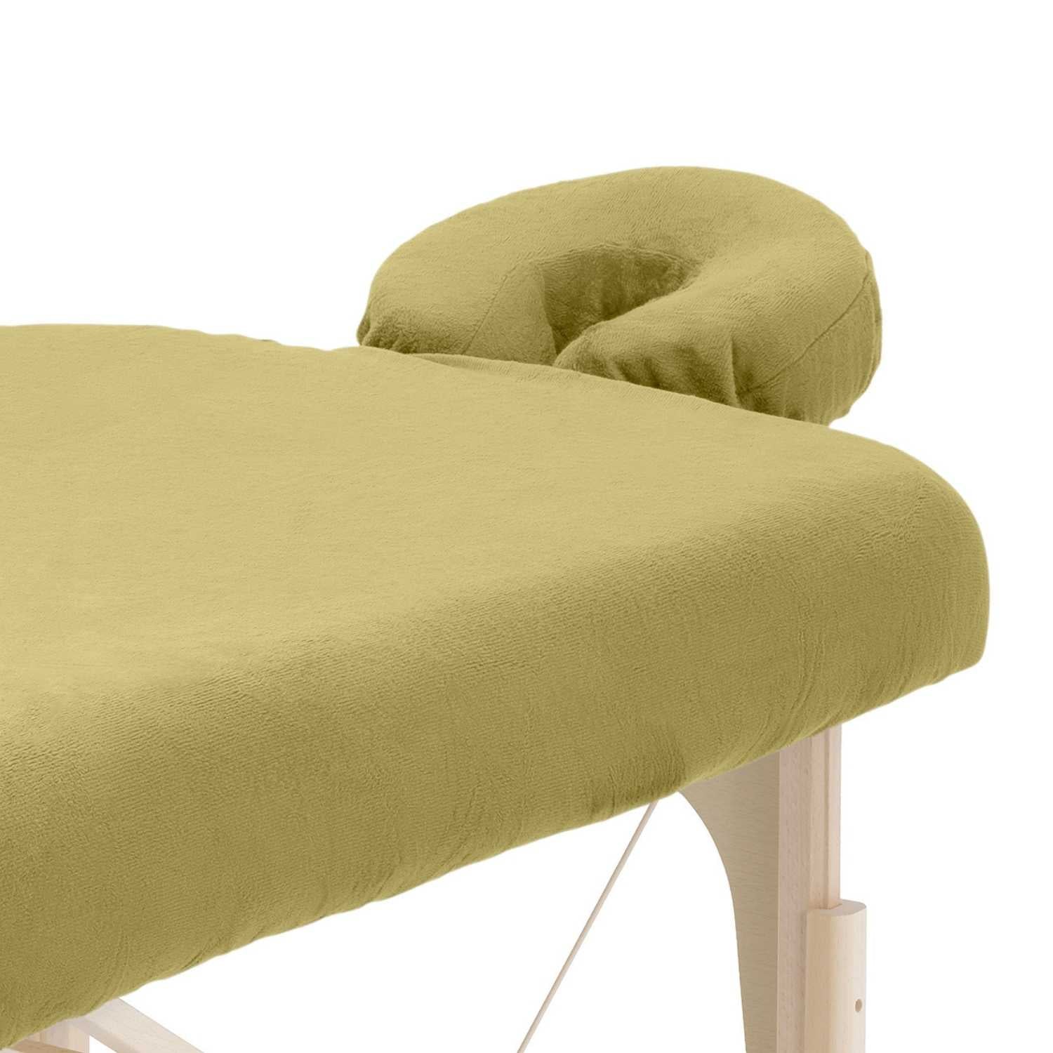 ZenGrowth Serenza microfiber fitted sheet with headrest cover light olive green