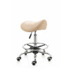 ZenGrowth Saddle Stool Beige with chrome frame and foot ring