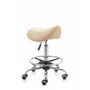 ZenGrowth Saddle Stool Beige with chrome frame and foot ring