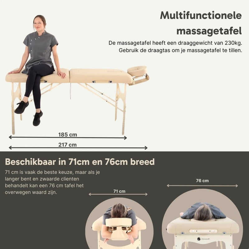ZENGROWTH Massage Table Gavia Beige 76cm
