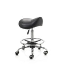 ZenGrowth Saddle Stool Black with chrome frame and foot ring