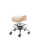 ZenGrowth Saddle Stool Beige with chrome frame and foot ring